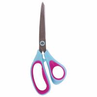 Ножницы BRAUBERG "Universal", 216 мм бирюзово-фиолетовые, ассиметричные, ребристые резиновые вставки