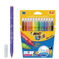 Фломастеры BIC "Kid Couleur", 12 цветов, суперсмываемые, вентилируемый колпачок, европодвес