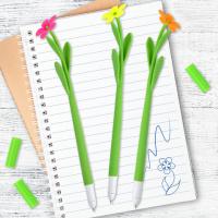 Ручка фигурная шариковая ЮНЛАНДИЯ "Цветочек", мягкий силиконовый корпус, ассорти, СИНЯЯ, пишущий узел 0,7 мм