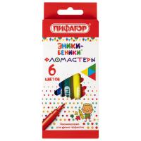 Фломастеры ПИФАГОР "ЭНИКИ-БЕНИКИ", 6 цветов, вентилируемый колпачок