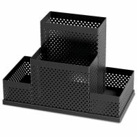 Подставка-органайзер BRAUBERG "Germanium", 4 секции, 160х80х110 мм, черная, металл
