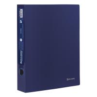 Папка на 4 кольцах BRAUBERG "Диагональ", 40 мм, темно-синяя, до 300 листов, 0,9 мм