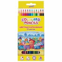 Карандаши цветные ЮНЛАНДИЯ "ДОМИКИ", 12 цветов, шестигранные, грифель 3 мм