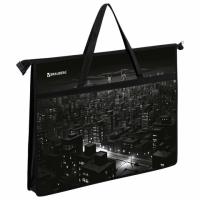 Папка для рисунков и чертежей с ручками BRAUBERG А3, пластик, молния сверху, "Night city"