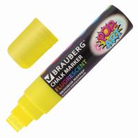 Маркер меловой "POP-ART" ЖЕЛТЫЙ, 15 мм, стираемый, для гладких поверхностей, BRAUBERG