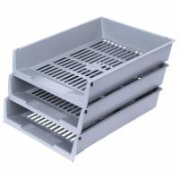 Лотки горизонтальные для бумаг, КОМПЛЕКТ 3 шт., 340х270х70 мм, серый, BRAUBERG "Office"