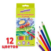 Карандаши цветные ЮНЛАНДИЯ "В ГОСТЯХ У БУКАШЕК", 12 цветов, шестигранные, грифель 3 мм, натуральное дерево