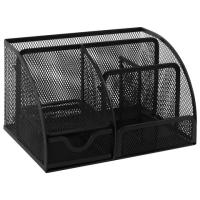 Подставка-органайзер металлическая BRAUBERG "Germanium", 7 секций, 125х220х140 мм, черная