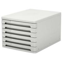 Блок из 6 закрытых лотков для бумаги, настольный, ERICH KRAUSE, А4+, 210х270х365 мм, серый