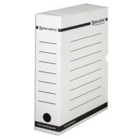 Короб архивный с клапаном А4 (260х325 мм), 75 мм, до 700 листов, плотный, микрогофрокартон, БЕЛЫЙ, BRAUBERG