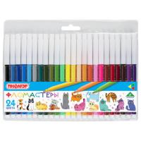 Фломастеры ПИФАГОР "ВЕСЕЛЫЕ ПИТОМЦЫ", 24 цвета, невентилируемый колпачок