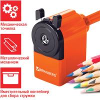 Точилка механическая BRAUBERG "JET", металлический механизм, корпус оранжевый