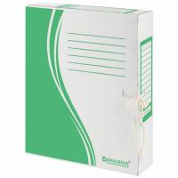 Папка архивная с завязками А4 (325х260 мм), 75 мм, до 700 листов, плотная, микрогофрокартон, ЗЕЛЕНАЯ, BRAUBERG
