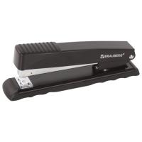 Степлер №24/6, 26/6 металлический BRAUBERG "Office", до 30 листов, полнозагрузочный, черный