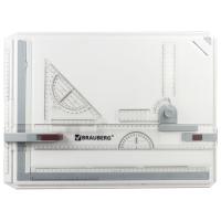 Доска чертежная А3, 505х370 мм, с рейсшиной, треугольником и чертежным узлом, BRAUBERG