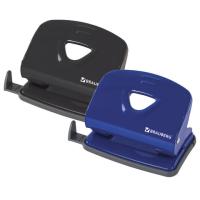Дырокол металлический BRAUBERG "Universal+", до 20 листов, ассорти (синий/черный)
