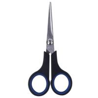Ножницы BRAUBERG "Soft Grip", 140 мм, черно-синие, резиновые вставки, 3-х сторонняя заточка