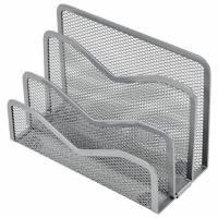 Подставка для сортировки писем и бумаг 3-х секционная BRAUBERG "Germanium", 122х173х83 мм, серебро