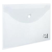 Папка-конверт с кнопкой BRAUBERG, А4, до 100 листов, прозрачная, 0,15 мм