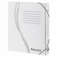 Папка архивная с резинкой А4 (325х250 мм), 45 мм, до 400 листов, плотная, микрогофрокартон, БЕЛАЯ, BRAUBERG