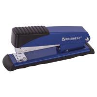 Степлер №24/6, 26/6 металлический BRAUBERG "Office", до 30 листов, синий