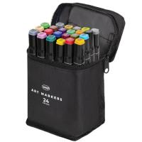 Маркеры для скетчинга двусторонние, НАБОР 24 шт., базовые цвета, в чехле, WBZ (ВБЗ)