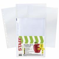 Папки-файлы перфорированные, А4, STAFF "STANDARD", КОМПЛЕКТ 100 шт., гладкие, 25 мкм