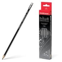 Карандаш чернографитный ERICH KRAUSE, 1 шт., "Megapolis", HB, с ластиком, корпус серебристый, заточенный