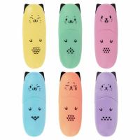 Набор текстовыделителей мини 6 ЦВЕТОВ BRAUBERG KIDS "CUTE CATS PASTEL", линия 1-5 мм