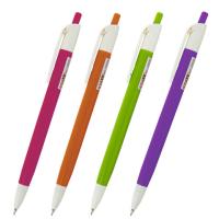 Ручка шариковая масляная автоматическая STAFF "OBP-253", СИНЯЯ, корпус ассорти, узел 0,7 мм, линия письма 0,35 мм