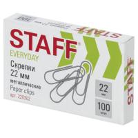 Скрепки STAFF "EVERYDAY", 22 мм, металлические, 100 шт., в картонной коробке, Россия