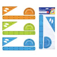 Набор чертежный большой гибкий BRAUBERG "FLEX" (линейка 30 см, треугольник, транспортир), ассорти