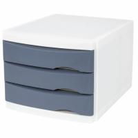 Бокс с 3 выдвижными лотками, корпус светлый, лотки серые, 235х300х355 мм, BRAUBERG "Office-Expert"