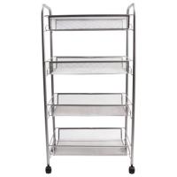 Этажерка (тележка) BRABIX офисно-бытовая 4 яруса, на колесах, металл, серебристая, 43,5х26х83,5 см