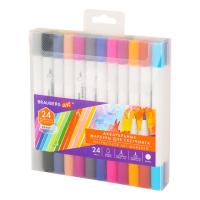 Маркеры акварельные для скетчинга двусторонние (кисть и линер) 24 цвета, BRAUBERG ART DEBUT