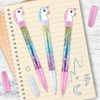 Ручка с топпером и блестками шариковая ЮНЛАНДИЯ "Единорог", детали ассорти, СИНЯЯ, пишущий узел 0,7 мм