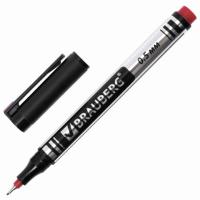 Маркер перманентный BRAUBERG "Jet", КРАСНЫЙ, супертонкий металлический наконечник 0,5 мм