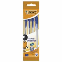 Ручки шариковые BIC "Cristal Original", НАБОР 4 шт., СИНИЕ, узел 1 мм, линия 0,32 мм, пакет