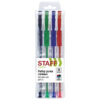 Ручки гелевые с грипом STAFF "EVERYDAY" GP-171, НАБОР 4 ЦВЕТА, узел 0,5 мм, линия письма 0,35 мм