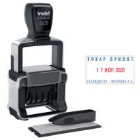 Датер самонаборный металлический, 2 строки+дата, оттиск 41х24 мм, сине-красный, TRODAT 5435, касса в комплекте