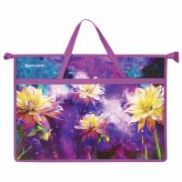 Папка для рисунков и чертежей с ручками BRAUBERG А3, пластик, молния сверху, "Flowers"