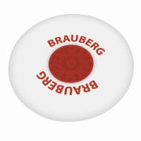 Ластик BRAUBERG "Universal", 30х30х8 мм, белый, круглый, красный пластиковый держатель