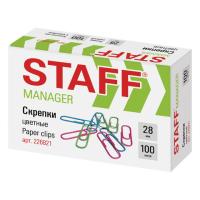 Скрепки STAFF "Manager", 28 мм, цветные, 100 шт., в картонной коробке