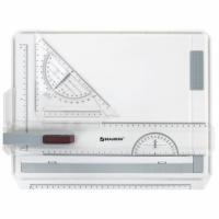 Доска чертежная А4, 370х295 мм, с рейсшиной и треугольником, BRAUBERG