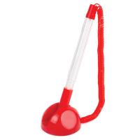 Ручка шариковая настольная BRAUBERG "Стенд-Пен", СИНЯЯ, пружинка, корпус красный, линия письма 0,5 мм