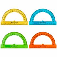 Транспортир 12 см, 180 градусов, BRAUBERG, прозрачный, неоновый, ассорти