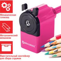 Точилка механическая BRAUBERG "JET", металлический механизм, корпус розовый