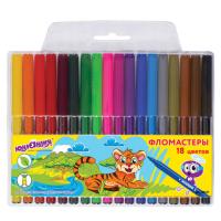 Фломастеры ЮНЛАНДИЯ 18 цветов, "УРОКИ РИСОВАНИЯ", вентилируемый колпачок, ПВХ