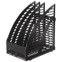 Лоток вертикальный для бумаг STAFF, 245х165х285 мм, 3 отделения, сетчатый, сборный, черный