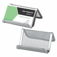 Подставка для визиток настольная BRAUBERG "Germanium", металлическая, серебристая